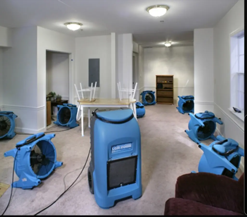 Air movers and dehumidifier setup for Water Extraction & Removal in Mount Olive